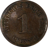 Germany - Empire Wilhelm I Copper 1885 J 1 Pfennig RARE DATE KM# 1 (19 625)