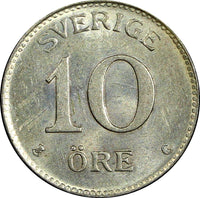 Sweden Gustaf V (1907-1950) Silver 1938 G 10 Öre UNC KM# 780 (22 075)