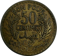 Tunisia Chambers of Commerce 1352//1933 50 Centimes XF KM# 246 (18 912)