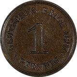 Germany - Empire Wilhelm I Copper 1887 A 1 Pfennig XF  KM# 1 (19 652)