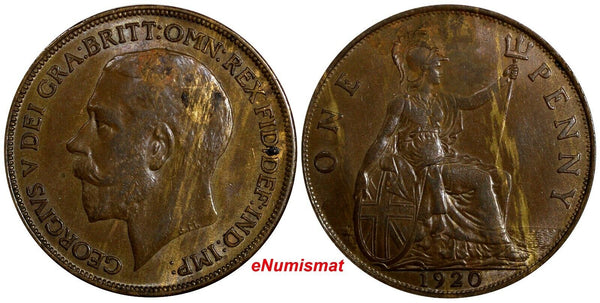 Great Britain George V (1910-1936) Bronze 1920 1 Penny KM# 810 (14 501)