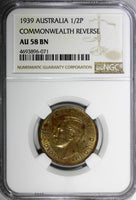 Australia George VI Silver 1939 1/2 Penny NGC AU58 BN COMMONWEALTH KM# 35