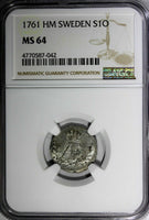 SWEDEN Adolf Fredrik 1761 HM 1 ORE NGC MS64 TOP GRADED BY NGC KM#472 (042)