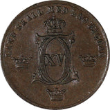 SWEDEN Carl XV Bronze 1867 1/2 Ore  SMALL DATE SCARCE 1 Year Type KM# 715 (481)