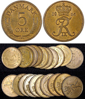Denmark Frederik IX Bronze 1960-1971 5 Ore UNC .KM# 848.1 RANDOM PICK (1 Coin)