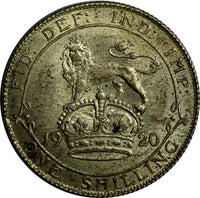 Great Britain George V Silver 1920 1 Shilling AU-UNC Toned KM# 816a
