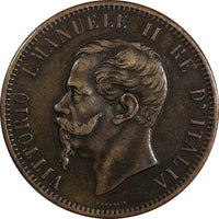 Italy Vittorio Emanuele II Copper 1862 M 10 Centesimi Milano Mint KM# 11.1 (325)