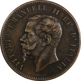 Italy Vittorio Emanuele II Copper 1862 M 10 Centesimi Milano Mint KM# 11.1 (325)