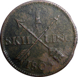 SWEDEN COPPER 1805 1 SKILLING OVERSTRUCK ON 2 ORE S.M.1766 FULL EARLY DATE(397)