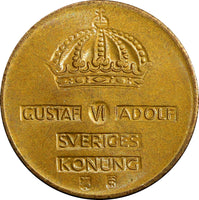 Sweden Gustaf VI Bronze 1956 TS 2 Ore GEM BU Toned KM# 821 (21 957)