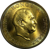 Denmark Frederik IX Aluminum-Bronze 1957 C S 2 Kroner GEM BU  31mm KM# 838.2(8)