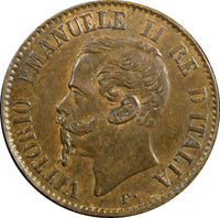 ITALY Vittorio Emanuele II Copper 1861 M Centesimo UNC KM# 1.1 (23 903)