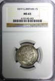 Great Britain George III Silver 1819 1 Shilling NGC MS65 Light Toned KM# 666 (2)
