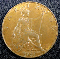 Great Britain George V Bronze 1921 Farthing aUNC KM# 808.2 (23 013)