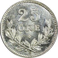 Sweden Gustaf V Silver 1933 G 25 Öre BETTER DATE KM# 785 (22 148)