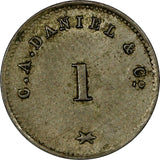 DANISH WEST INDIES 1 Cent Token C.A.DANIEL & Co (2.28g) (ca. 1890).XF Sieg-7(9)