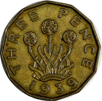 Great Britain George VI 1939 3 Pence KM# 849 (20 234)