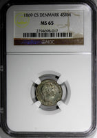 Denmark Christian IX Silver 1869 4 Skilling Rigsmont NGC MS65 KM#775.2 (017)