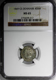 Denmark Christian IX Silver 1869 4 Skilling Rigsmont NGC MS65 KM#775.2 (017)