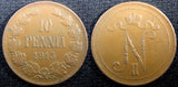 Finland Nicholas II Copper 1915 10 Penniä Mintage-420,000 KM# 14 (23 033)