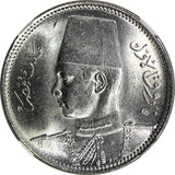 EGYPT Farouk (1936-1952) Silver AH1356 1937 2 Piastres NGC MS64 KM# 365 (048)