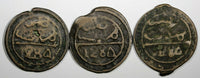Morocco Sidi Mohammed IV LOT OF 3 COINS AH1284(1868) 4 Fulus Marrakesh C166.2(2)