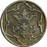 Danzig Free City Copper-Nickel 1923 5 Pfennig XF  KM# 142
