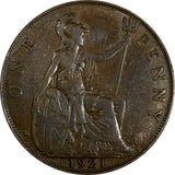 GREAT BRITAIN George V Bronze 1921 1 Penny KM# 810 (15 351)