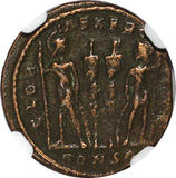 Roman Constantine II AD 337-340 AE3/4 BI Nummus / WAR LEGION SOLDIERS NGC (073)