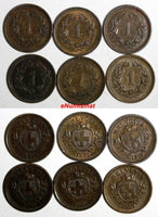 Switzerland Bronze LOT OF 6 COINS 1919-1936 1 Rappen KM# 3.2 (15 629)