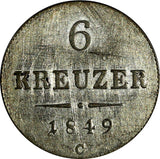 Austria Franz Joseph I Silver 1849 C 6 Kreuzer KM# 2200 (13 527)