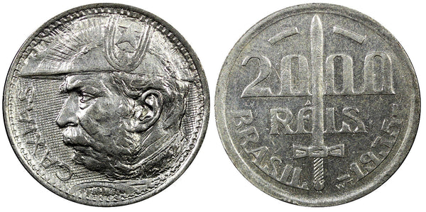 Brazil Silver 1935 2000 Reis Duke of Caxias 1 YEAR TYPE KM# 535 (22 312)
