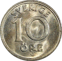 Sweden Gustaf V (1907-1950) Nickel-Bronze 1940 G 10 Öre UNC KM# 795 (22 077)