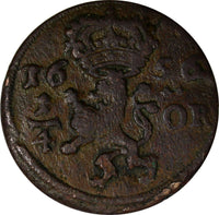 Sweden Charles X Gustav (1654-1660) Copper 1656 1/4 Ore KM# 211 (14 605)