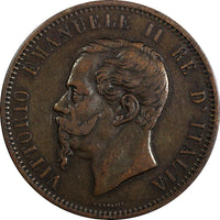 Italy Vittorio Emanuele II Copper 1866 T 10 Centesimi 	Turin Mint KM# 11.6 (328)