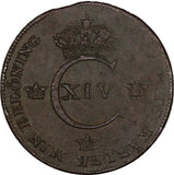 Sweden Carl XIV Johan Copper 1820 1 Skilling Oblique KEY DATE VF SCARCE KM597(9)