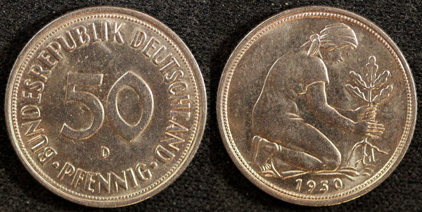 Germany - Federal Republic 1950 D 50 Pfennig Munich UNC KM# 109.1 (23 300)