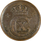 Denmark Christian X Bronze 1916 VBP GJ 2 Øre KM# 813.1 (21 715)