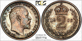 Great Britain Edward VII Silver 1906 2 PENCE PCGS PL64+PROOFLIKE TONED KM#796(4)