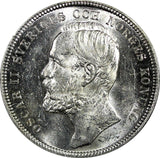 Sweden Oscar II Silver 1897 EB 1 Krona Mintage-735,391 aUNC/UNC KM# 760 (22 248)