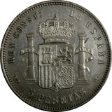 Spain Alfonso XIII Silver 1889 MPM 5 Pesetas XF Condition 37mm KM# 689 (18 840)