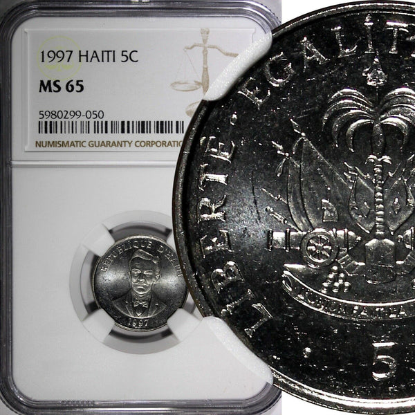 Haiti 1997 5 Centimes NGC MS65 Charlemagne Peralte Magnetic KM# 154a (050)