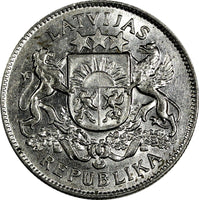 Latvia Silver 1926 2 Lati 2 Years Type  KM# 8 (18 146)