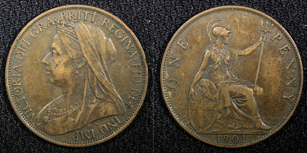 Great Britain Victoria Bronze 1901 1 Penny 30.8 mm Last Year KM# 790 (22 506)