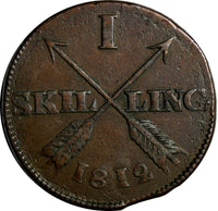 SWEDEN Carl XIII (1809-1819) Copper 1812 1 Skilling 34 mm Mintage-480,000 KM 585