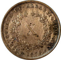 Portugal Luiz I Copper 1873 10  X Reis  aUnc Condition  KM# 514 (7172)