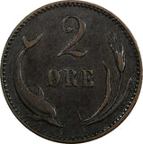 Denmark Christian IX Bronze 1891 CS 2 Øre 21mm KM# 793.1 (20 568)