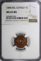 Belgian Congo Free State Leopold II 1888 1 Centime NGC MS65 BN KM# 1 (036)