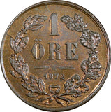Sweden Carl XV Adolf Bronze 1872 L.A. 1 Ore  UNC Condition KM# 705 (22 000)