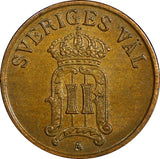 Sweden Oscar II Bronze 1907 1 Öre 2 Years Type ch.UNC KM# 768 (21 925)